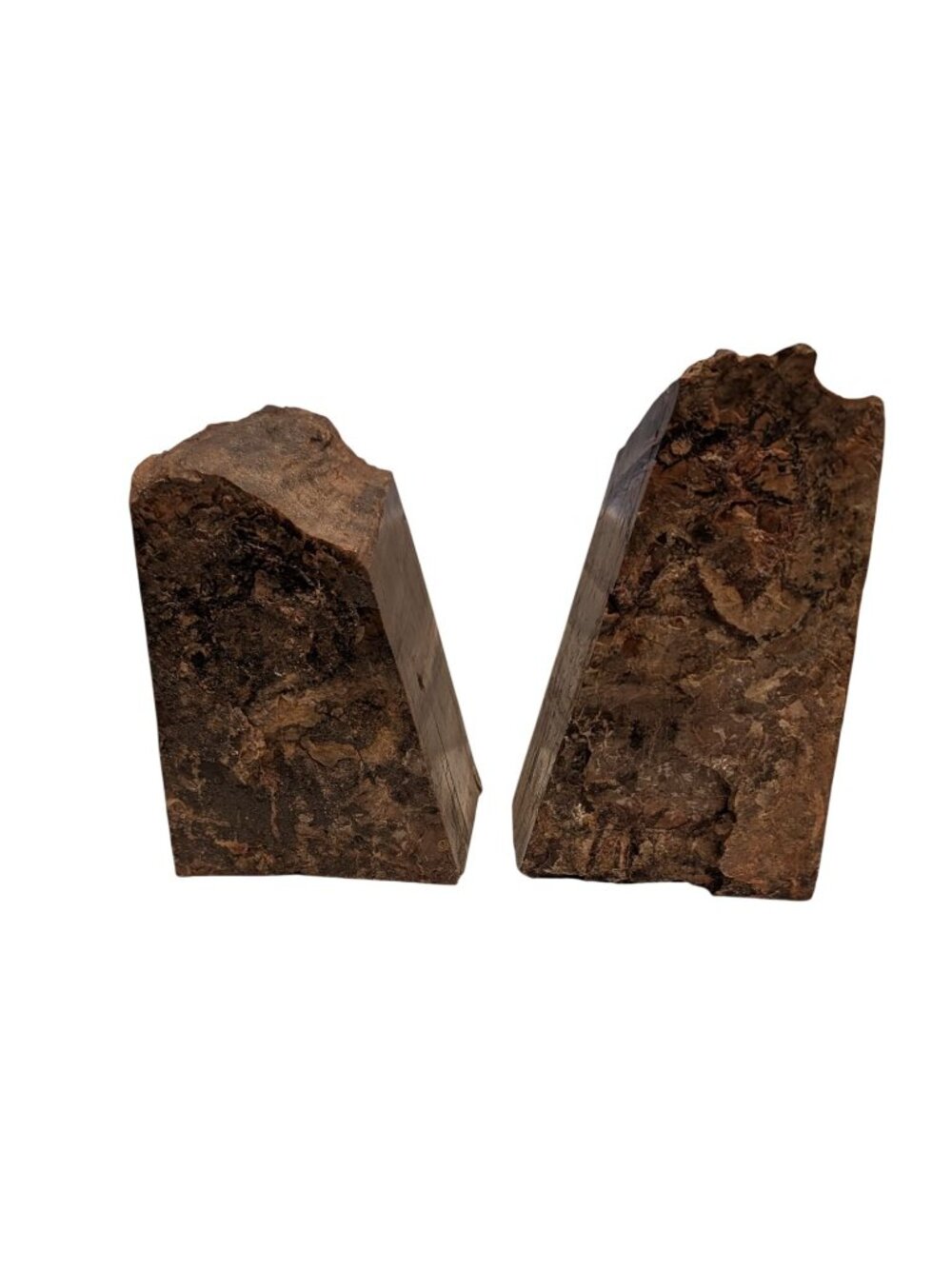 Petrified Wood Bookends Fossilized Tree Rings Natural Mineral Patterns 6" Rustic - Picture 10 of 16